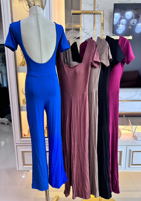 Ladies Bodycon Backless Half Sleeves Jumpsuit